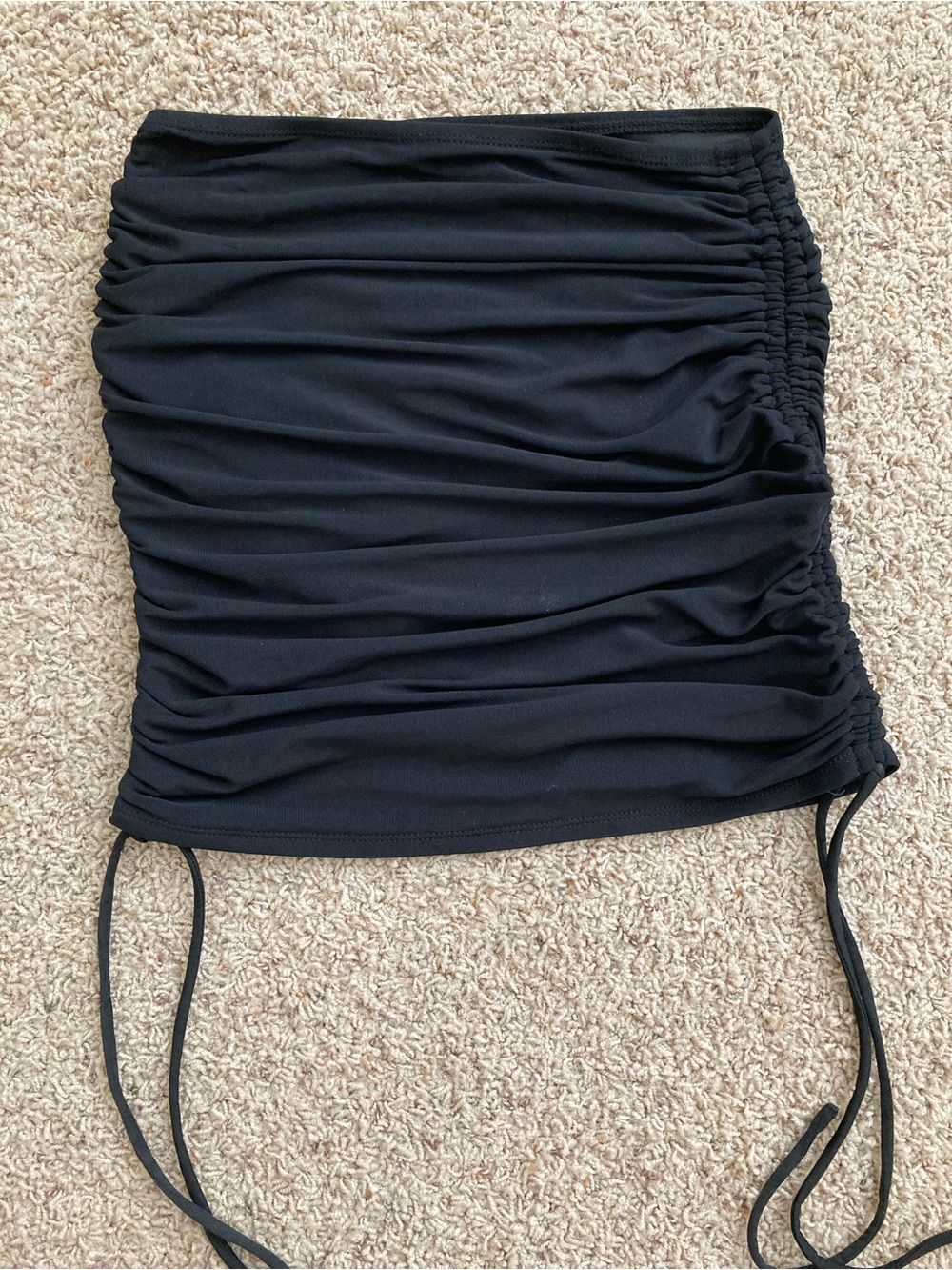 Fashion Nova Black Ruched Side-Drawstring Mini Skirt